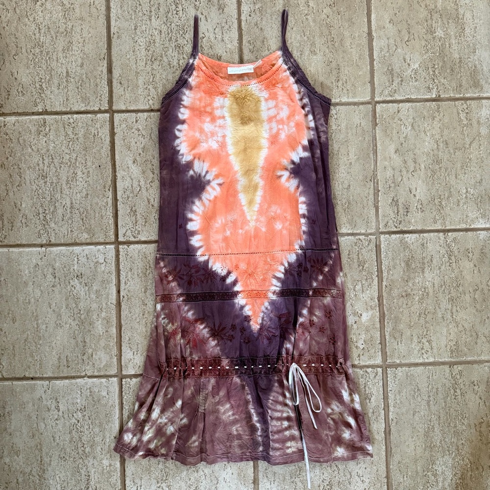 Gilligan & OβMalley Womenβs Large Vintage y2k nightgown dressβ tie dye midi bow
